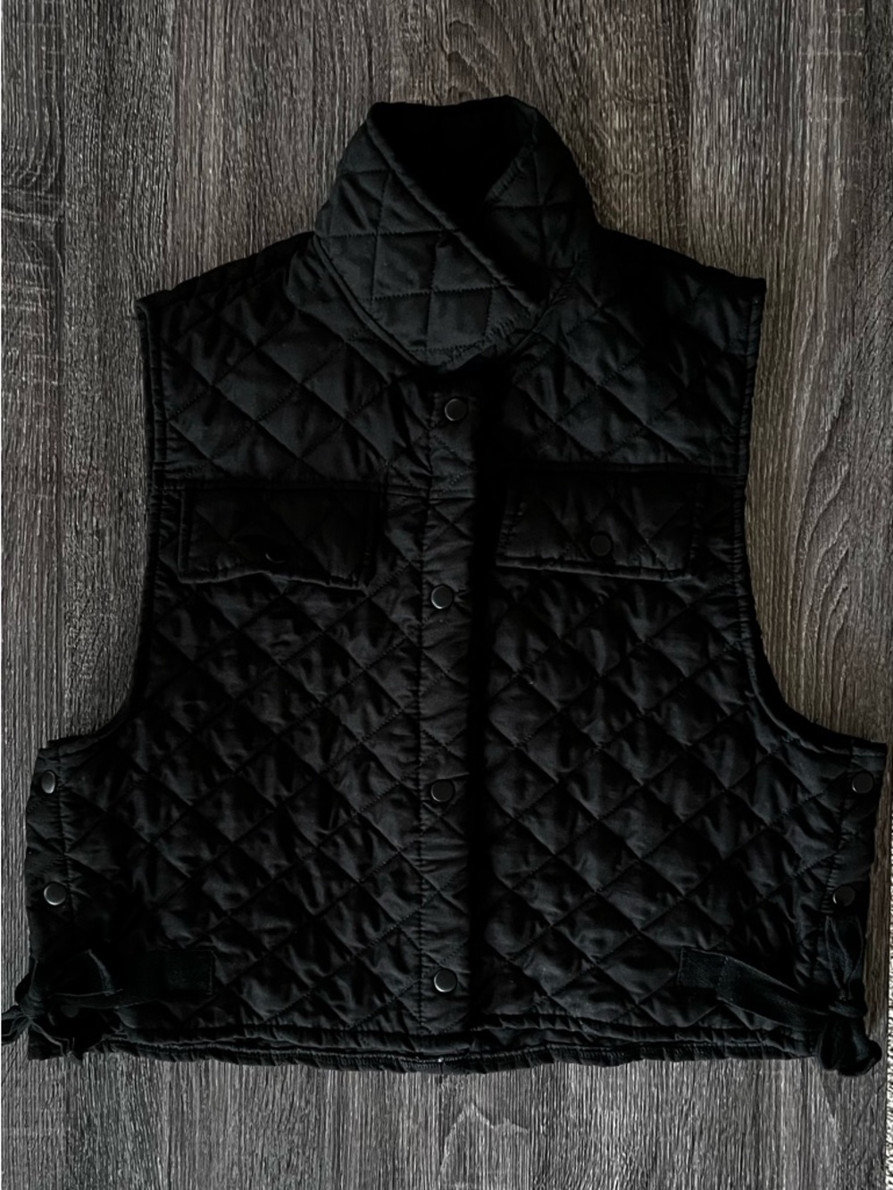 Quilted Black Snap-Front Vest